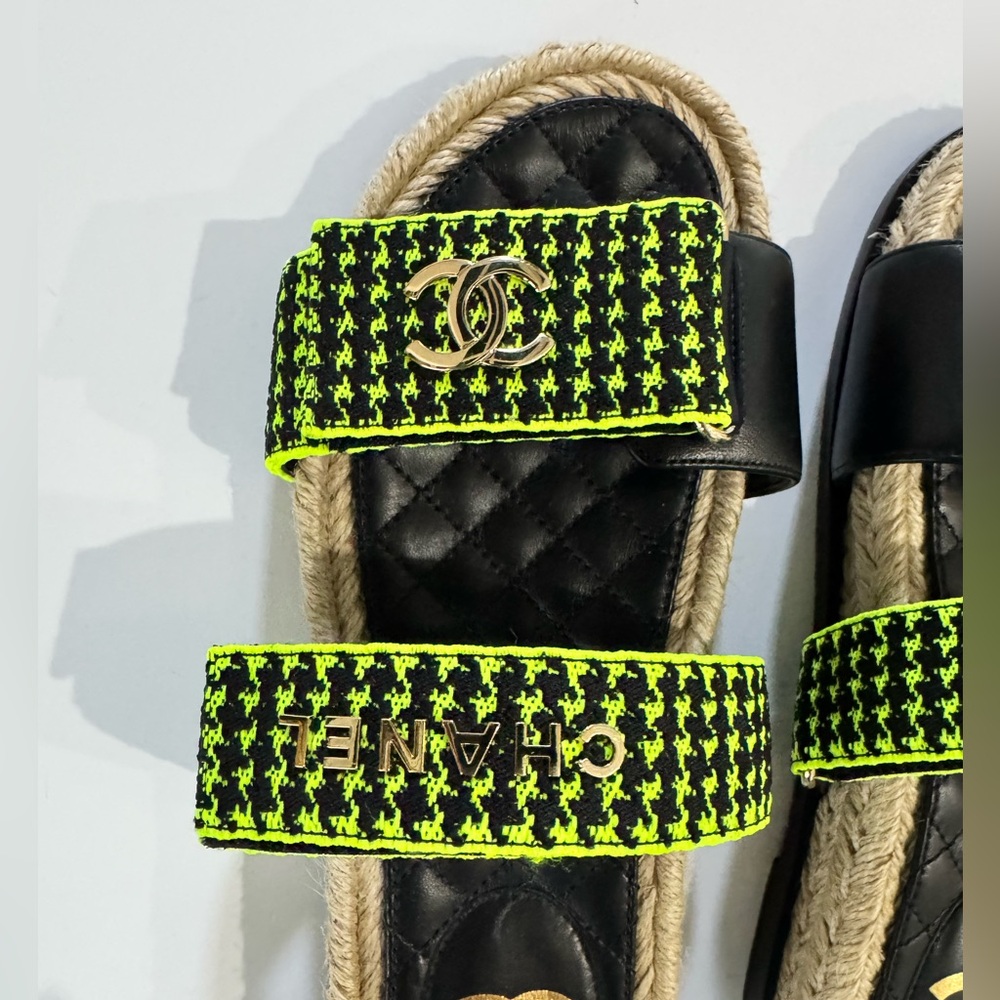 Chanel Black and Neon Green Sandals - Picture 3 of 3